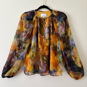 Gilner Farrar Sheer multicolor Blouse Size XS